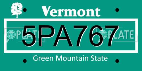 5PA767 Vermont License Plate