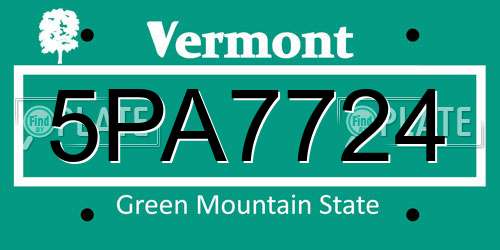 5PA7724 Vermont License Plate