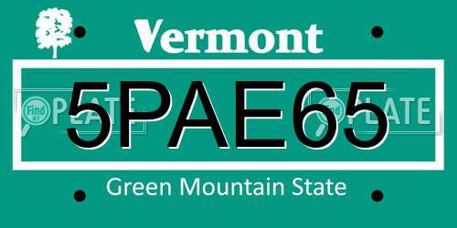 5PAE65 Vermont License Plate