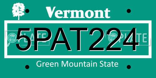5PAT224 Vermont License Plate
