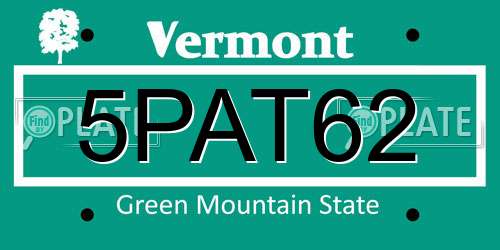 5PAT62 Vermont License Plate