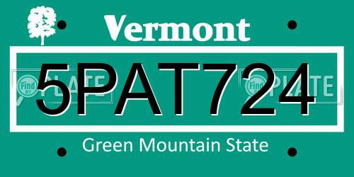 5PAT724 Vermont License Plate