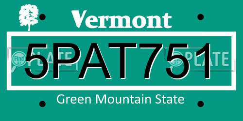 5PAT751 Vermont License Plate