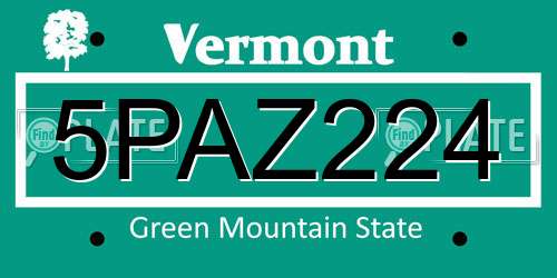 5PAZ224 Vermont License Plate