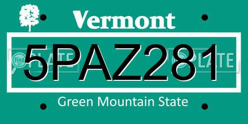 5PAZ281 Vermont License Plate