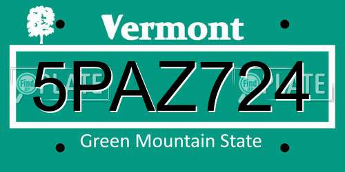 5PAZ724 Vermont License Plate