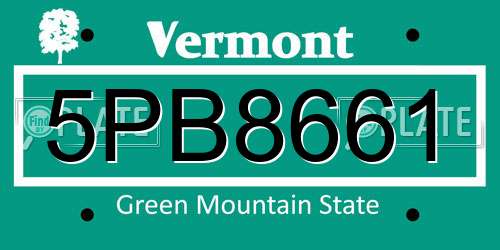 5PB8661 Vermont License Plate