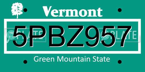 5PBZ957 Vermont License Plate