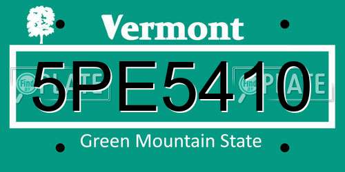 5PE5410 Vermont License Plate