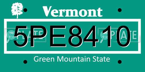 5PE8410 Vermont License Plate
