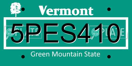 5PES410 Vermont License Plate