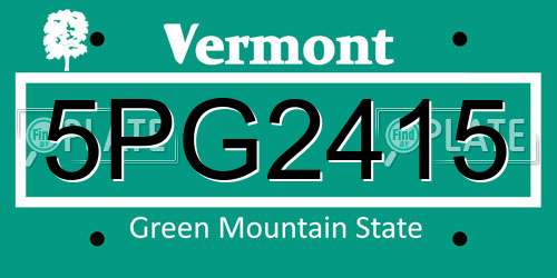 5PG2415 Vermont License Plate