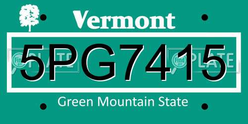 5PG7415 Vermont License Plate