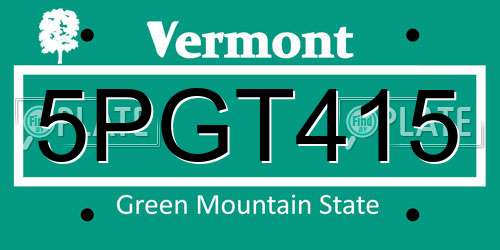 5PGT415 Vermont License Plate