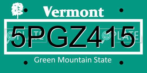 5PGZ415 Vermont License Plate