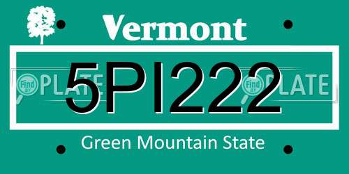 5PI222 Vermont License Plate