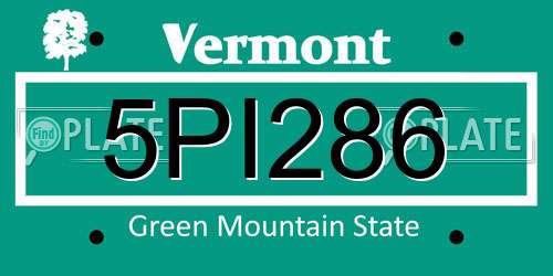 5PI286 Vermont License Plate