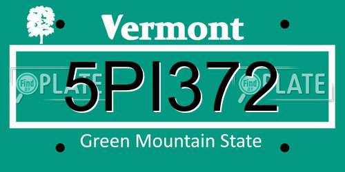 5PI372 Vermont License Plate