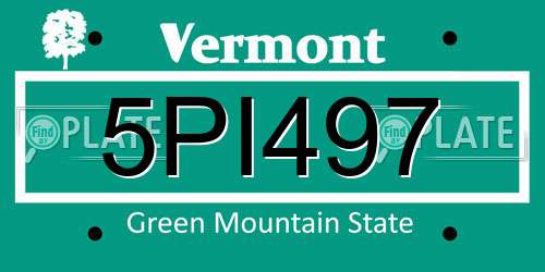 5PI497 Vermont License Plate