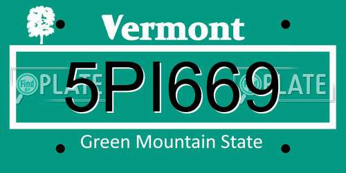 5PI669 Vermont License Plate