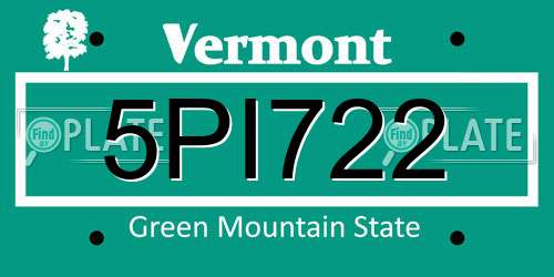 5PI722 Vermont License Plate