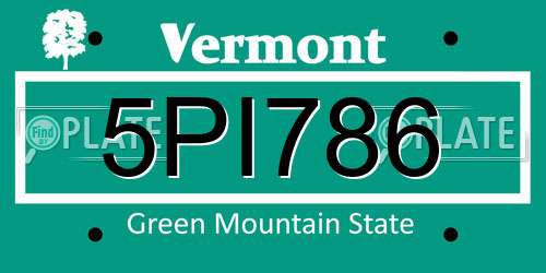 5PI786 Vermont License Plate