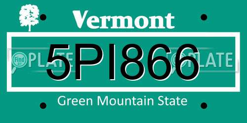 5PI866 Vermont License Plate