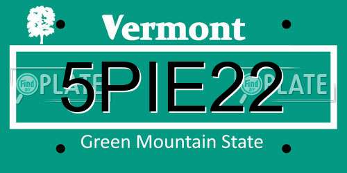 5PIE22 Vermont License Plate