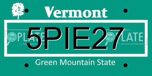 5PIE27 Vermont License Plate