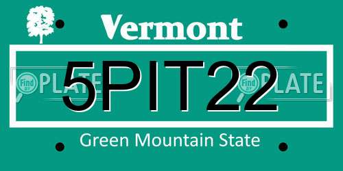 5PIT22 Vermont License Plate
