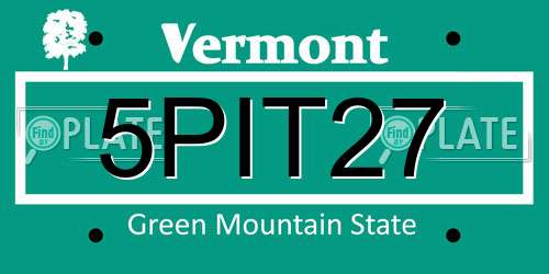 5PIT27 Vermont License Plate