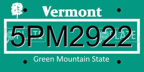 5PM2922 Vermont License Plate