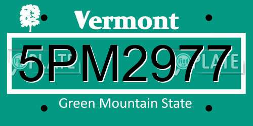5PM2977 Vermont License Plate