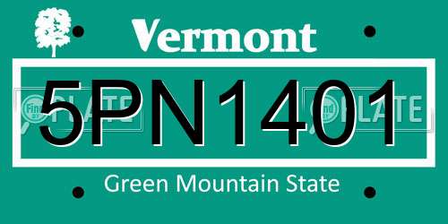 5PN1401 Vermont License Plate