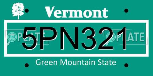 5PN321 Vermont License Plate