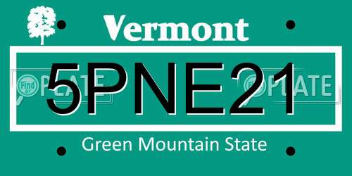 5PNE21 Vermont License Plate