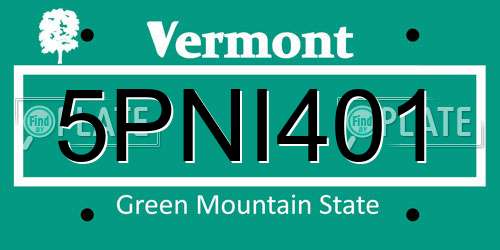 5PNI401 Vermont License Plate