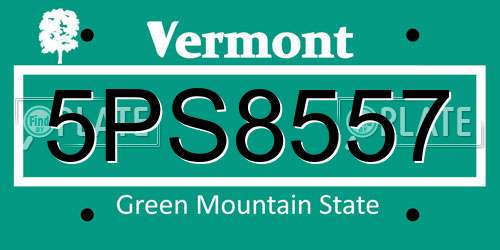 5PS8557 Vermont License Plate