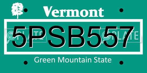 5PSB557 Vermont License Plate