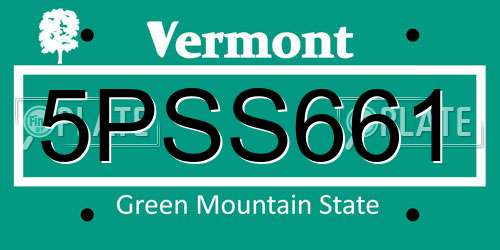 5PSS661 Vermont License Plate