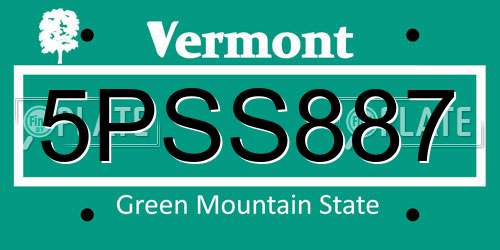 5PSS887 Vermont License Plate