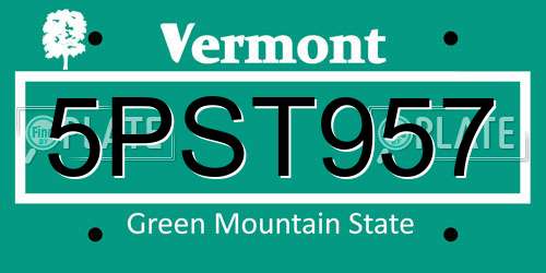 5PST957 Vermont License Plate