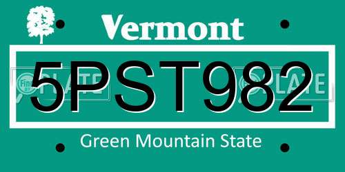 5PST982 Vermont License Plate