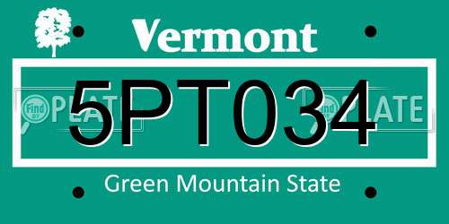 5PT034 Vermont License Plate