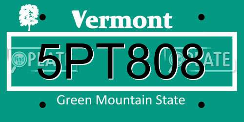 5PT808 Vermont License Plate