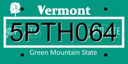 5PTH064 Vermont License Plate