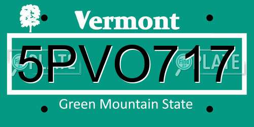 5PVO717 Vermont License Plate