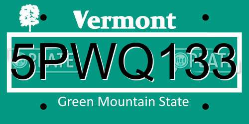 5PWQ133 Vermont License Plate