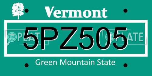 5PZ505 Vermont License Plate