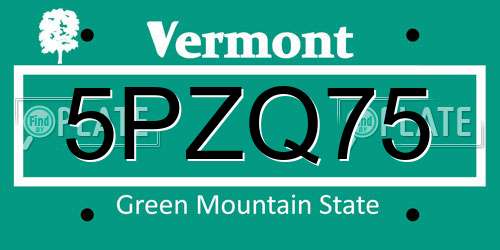 5PZQ75 Vermont License Plate